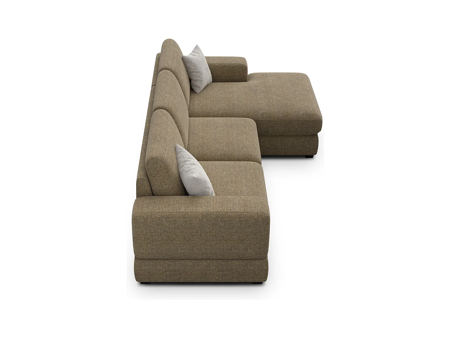 Canapé d'angle droit 4 places OTTO, tissu taupe