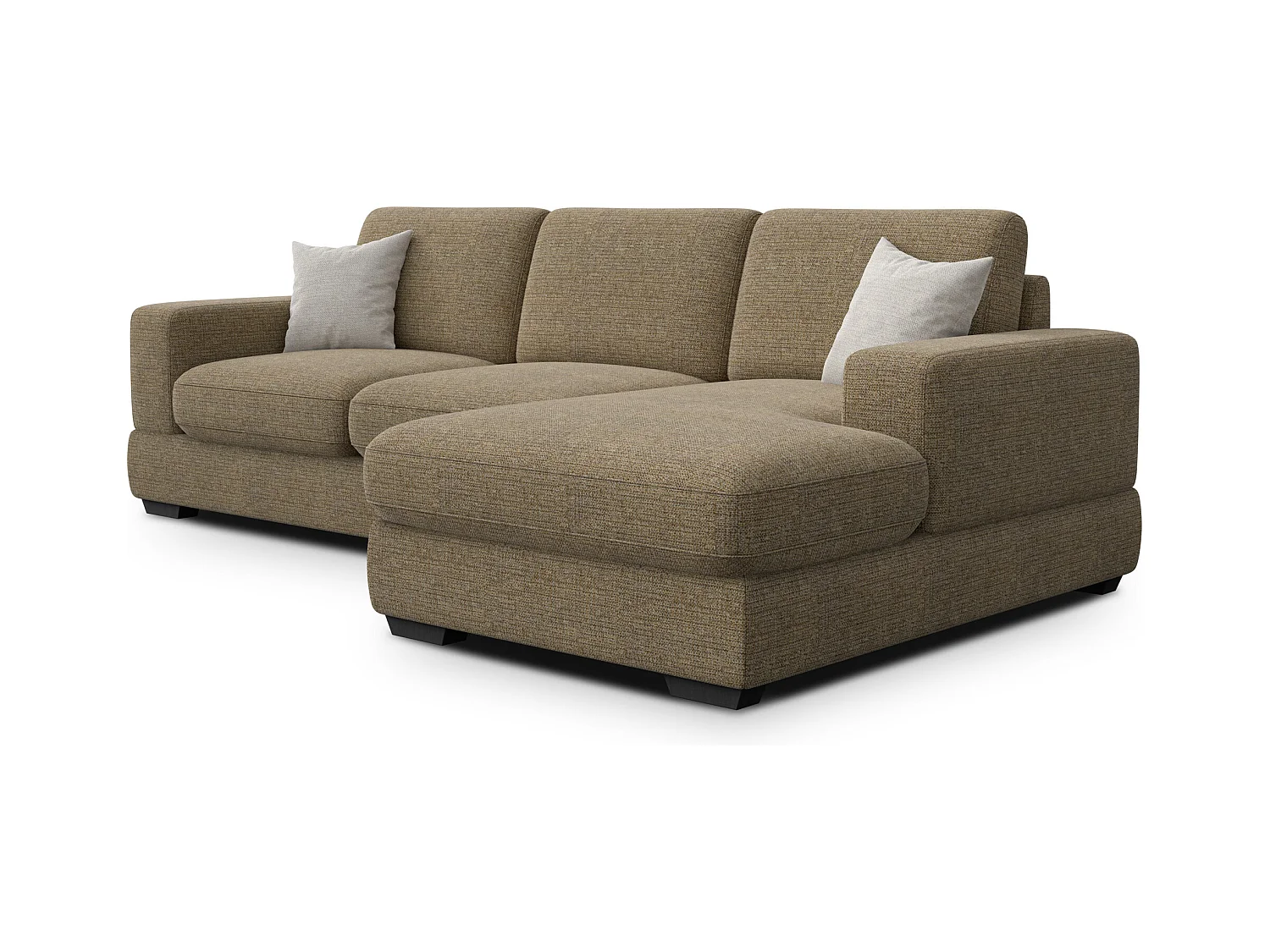 Canapé d'angle droit 4 places OTTO, tissu taupe