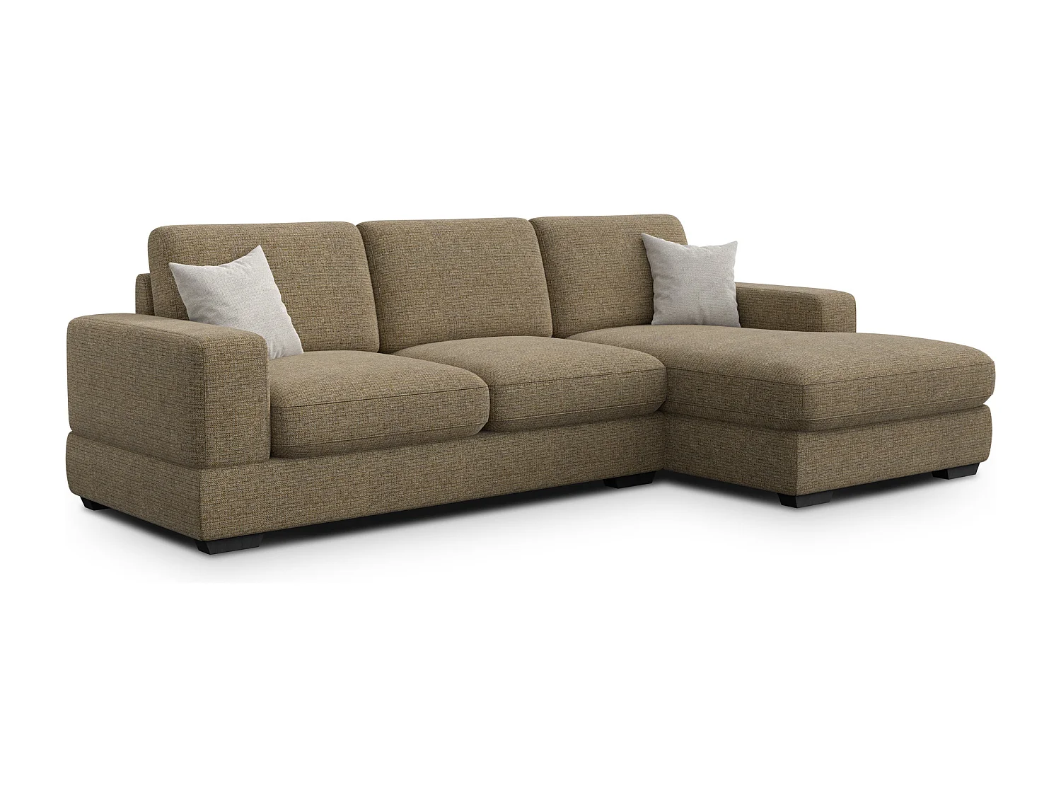 Canapé d'angle droit 4 places OTTO, tissu taupe