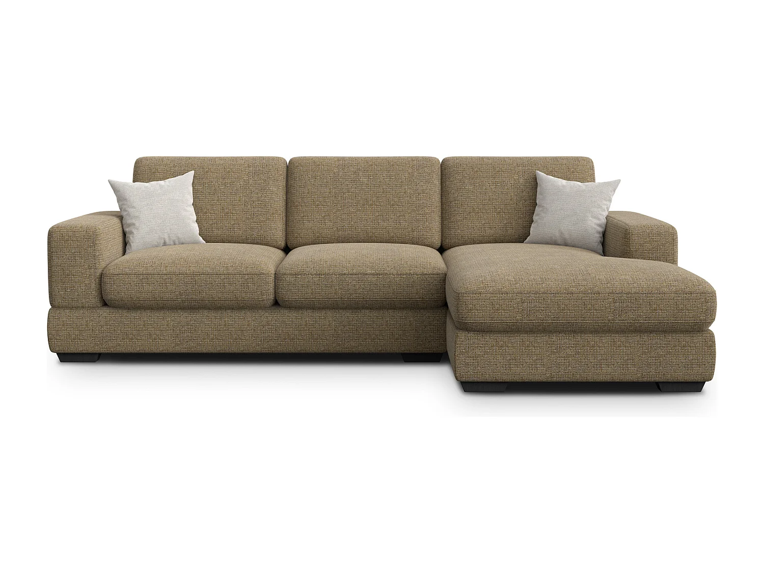 Canapé d'angle droit 4 places OTTO, tissu taupe