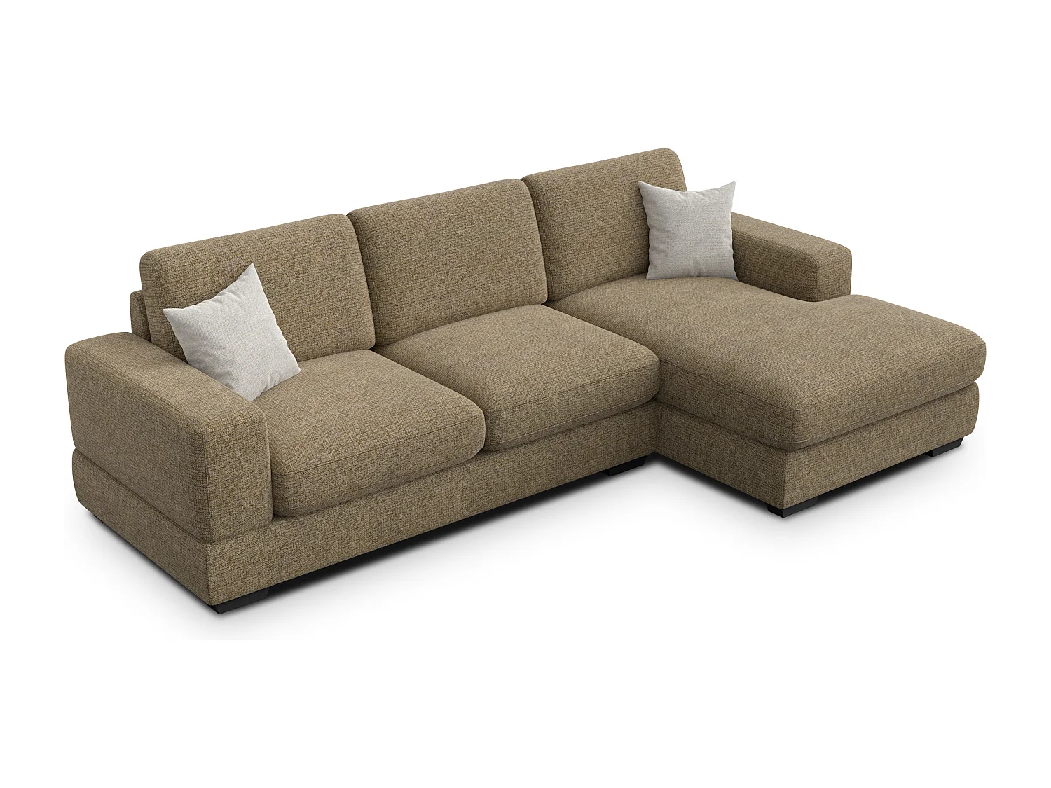 Canapé d'angle droit 4 places OTTO, tissu taupe