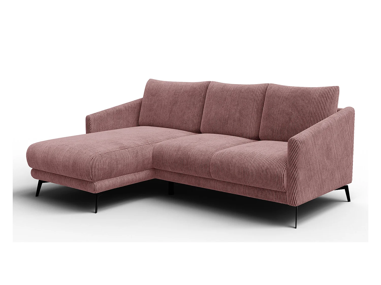 Canapé d'angle gauche 3 places VILT, tissu rose