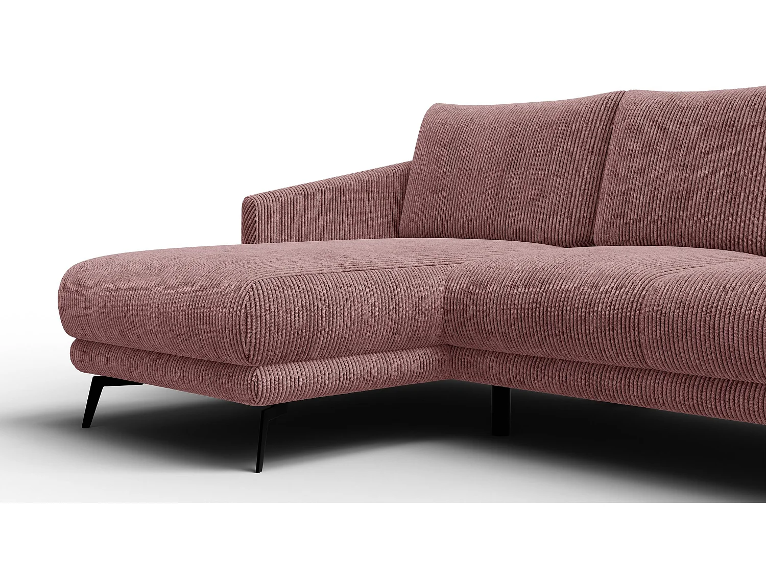 Canapé d'angle gauche 3 places VILT, tissu rose