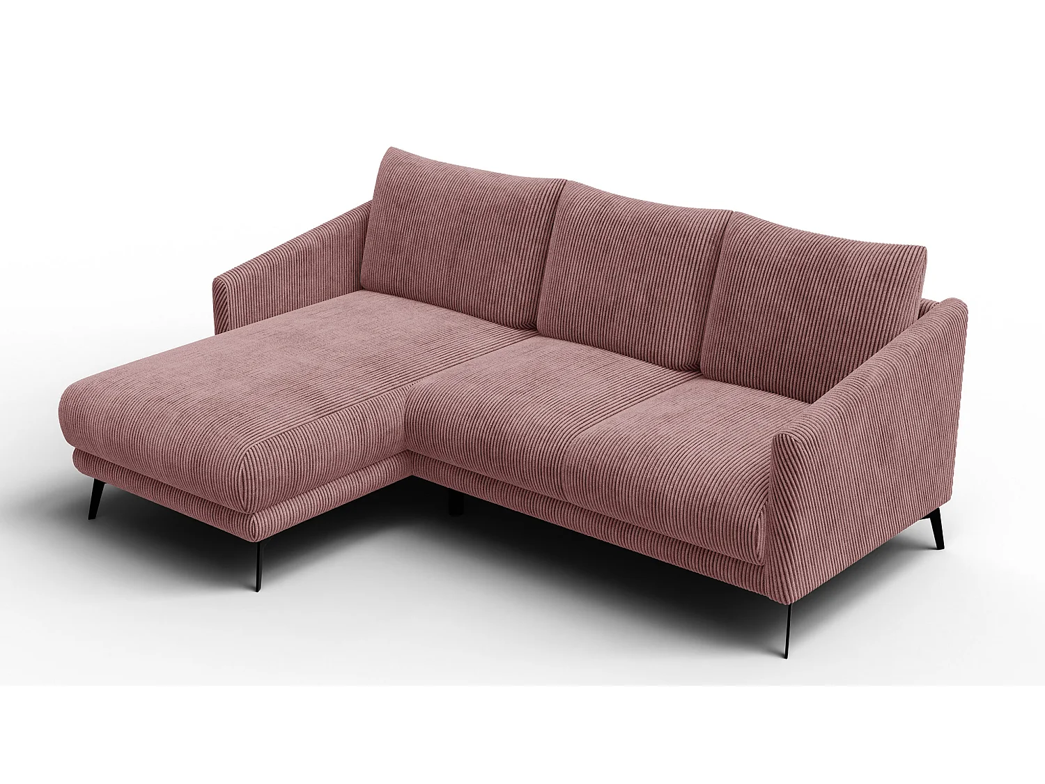 Canapé d'angle gauche 3 places VILT, tissu rose