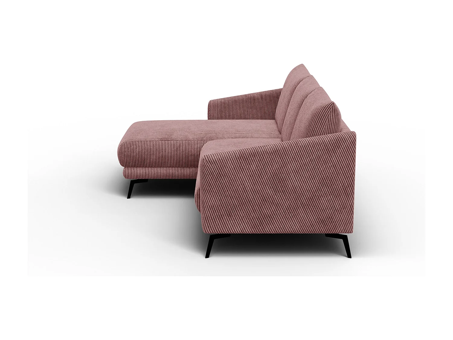 Canapé d'angle gauche 3 places VILT, tissu rose