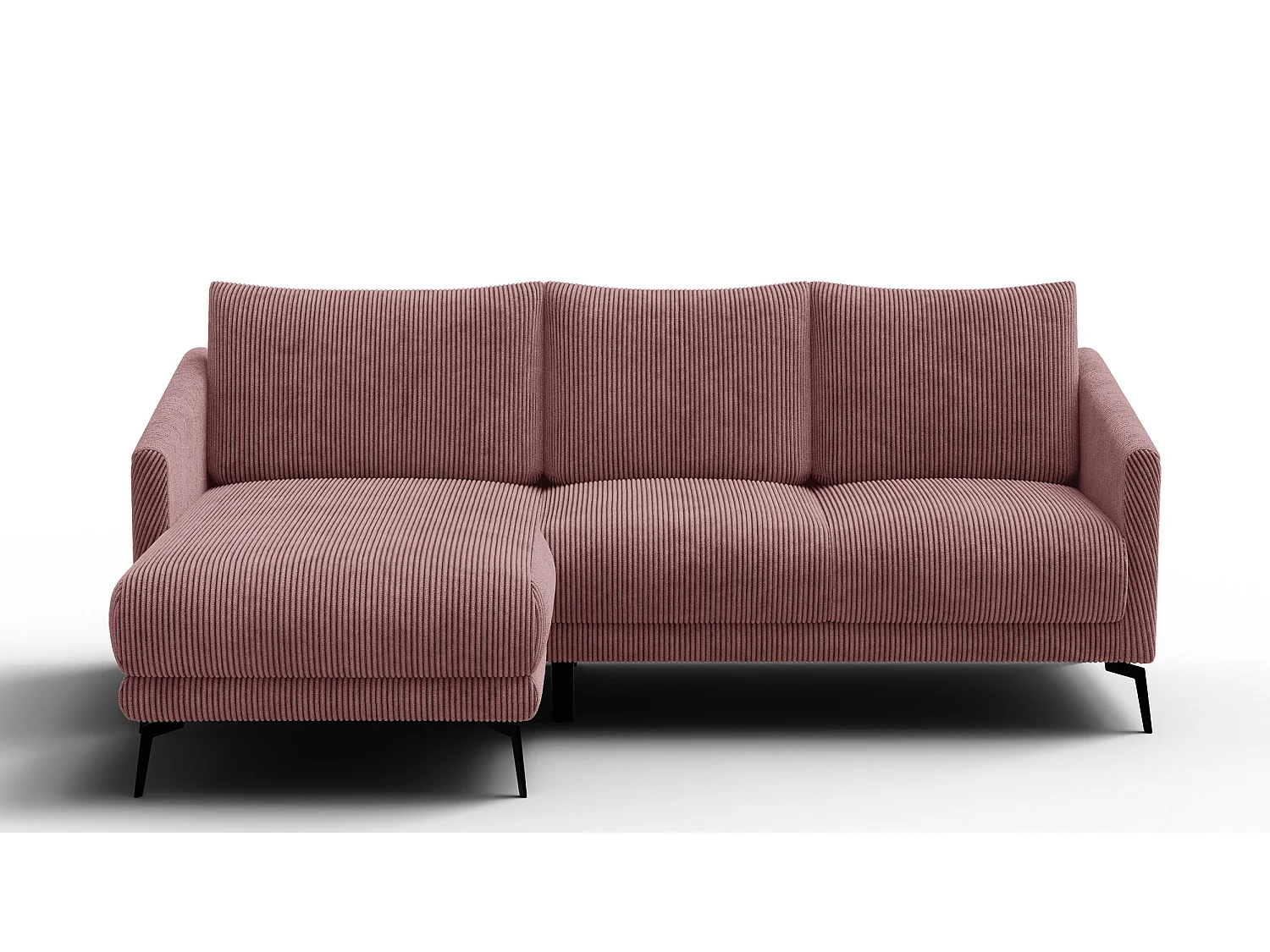 Canapé d'angle gauche 3 places VILT, tissu rose