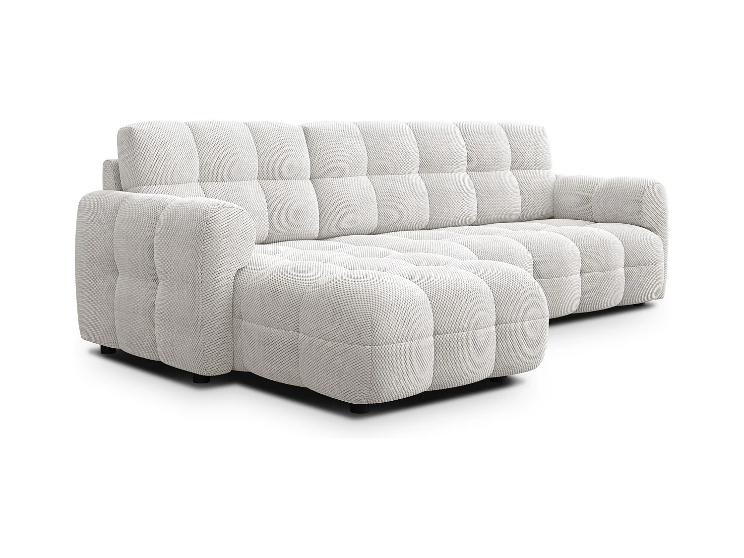 CANAPÉ D'ANGLE MELLOW 4 places, tissu crème