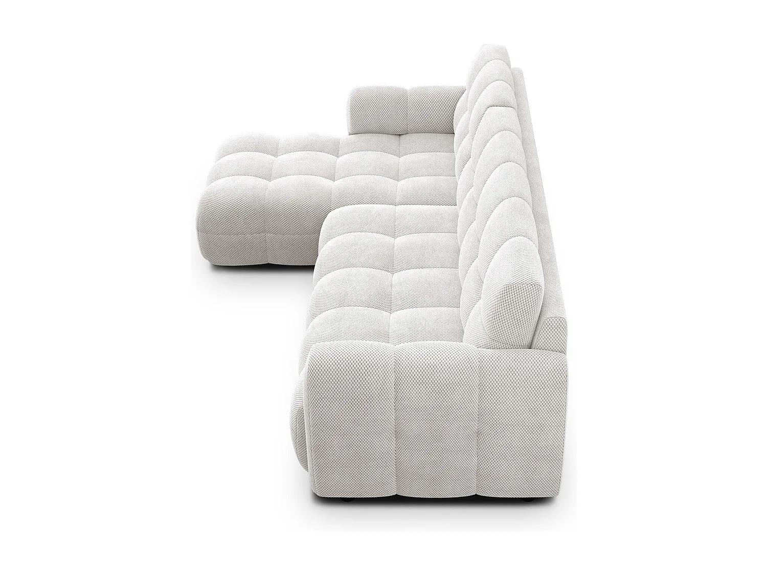 Ecksofa 4-Sitzer links MELLOW, creme