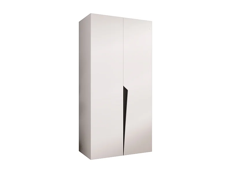 Armoire à portes battantes Piano 1 100 / 202 / 52 (Blanc + poignées: Noir)