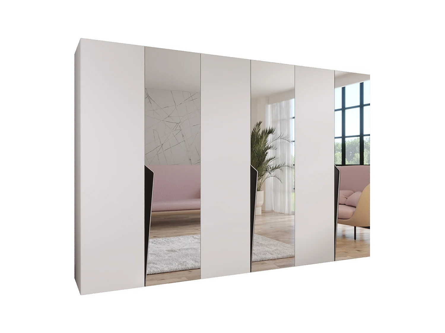 Armoire à portes battantes Piano 2 300 (100x3) / 202 / 52 (Blanc + poignées: Noir)