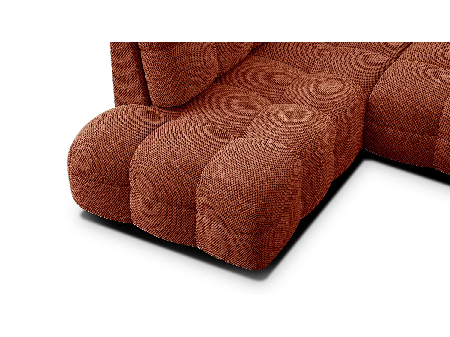 CANAPÉ D'ANGLE MELLOW 5 places, tissu orange