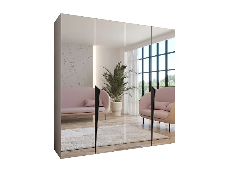 Armadio con ante a battente Piano 3 200 / 202 / 52 (Cashmere + Maniglie: Nero)