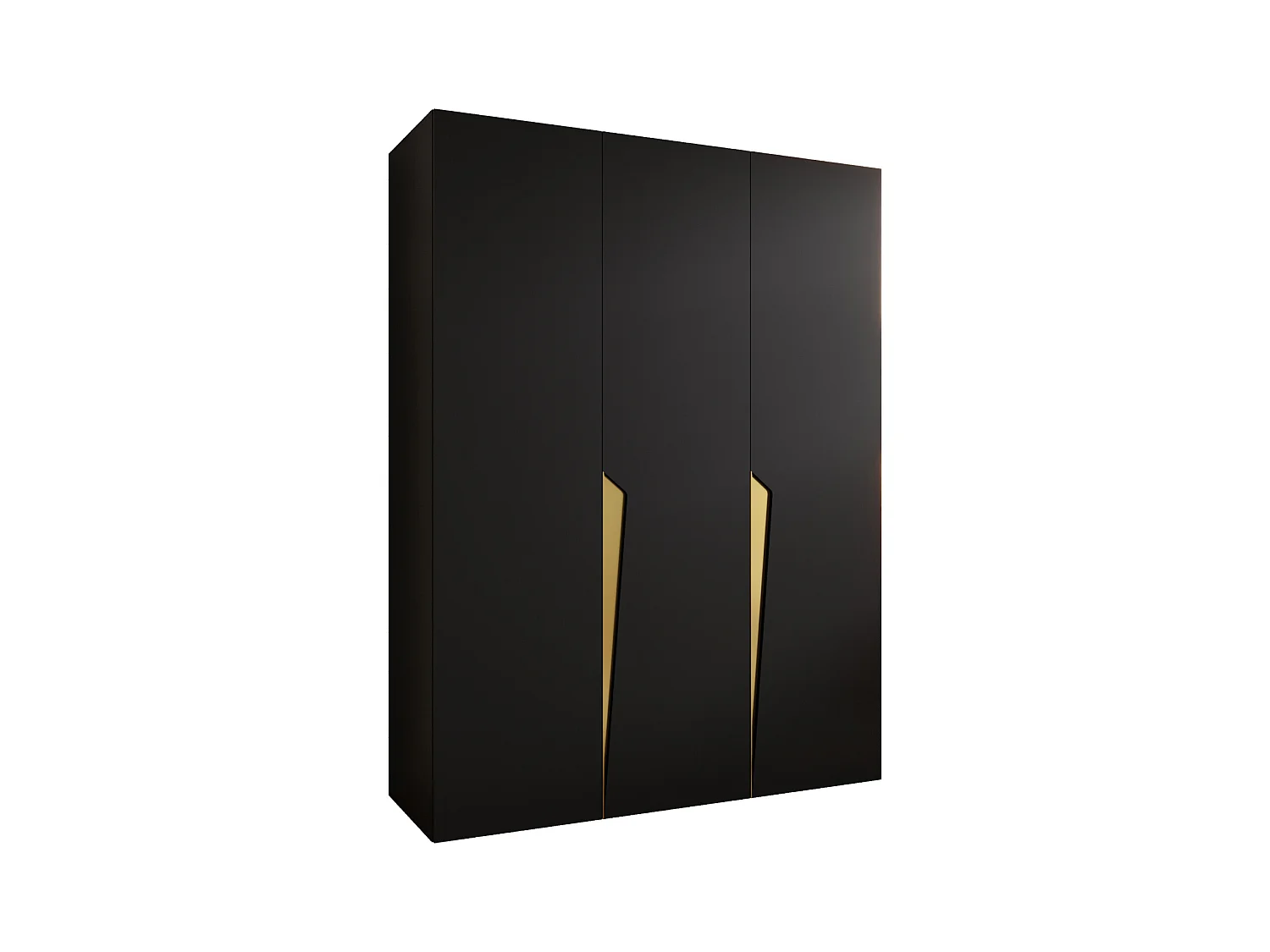 Armoire à portes battantes Piano 1 150 / 202 / 52 (Noir + poignées: Gold)