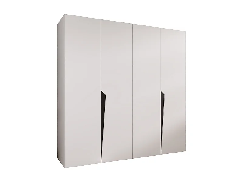 Armoire à portes battantes Piano 1 200 / 202 / 52 (Blanc + poignées: Noir)