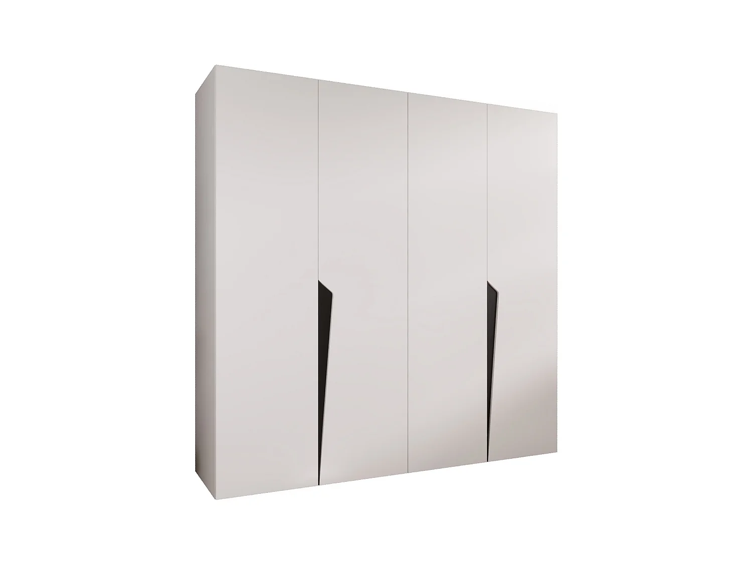 Armoire à portes battantes Piano 1 200 / 202 / 52 (Blanc + poignées: Noir)