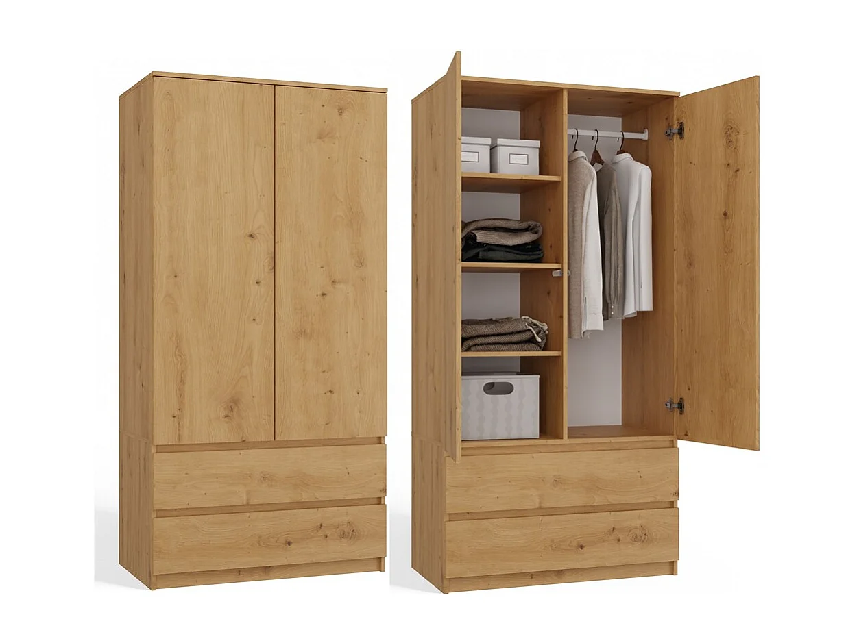 Szafa Malwa SS-90 | Dąb Artisan  | 90x50x180 cm | Nowoczesna Szafa Dwudrzwiowa