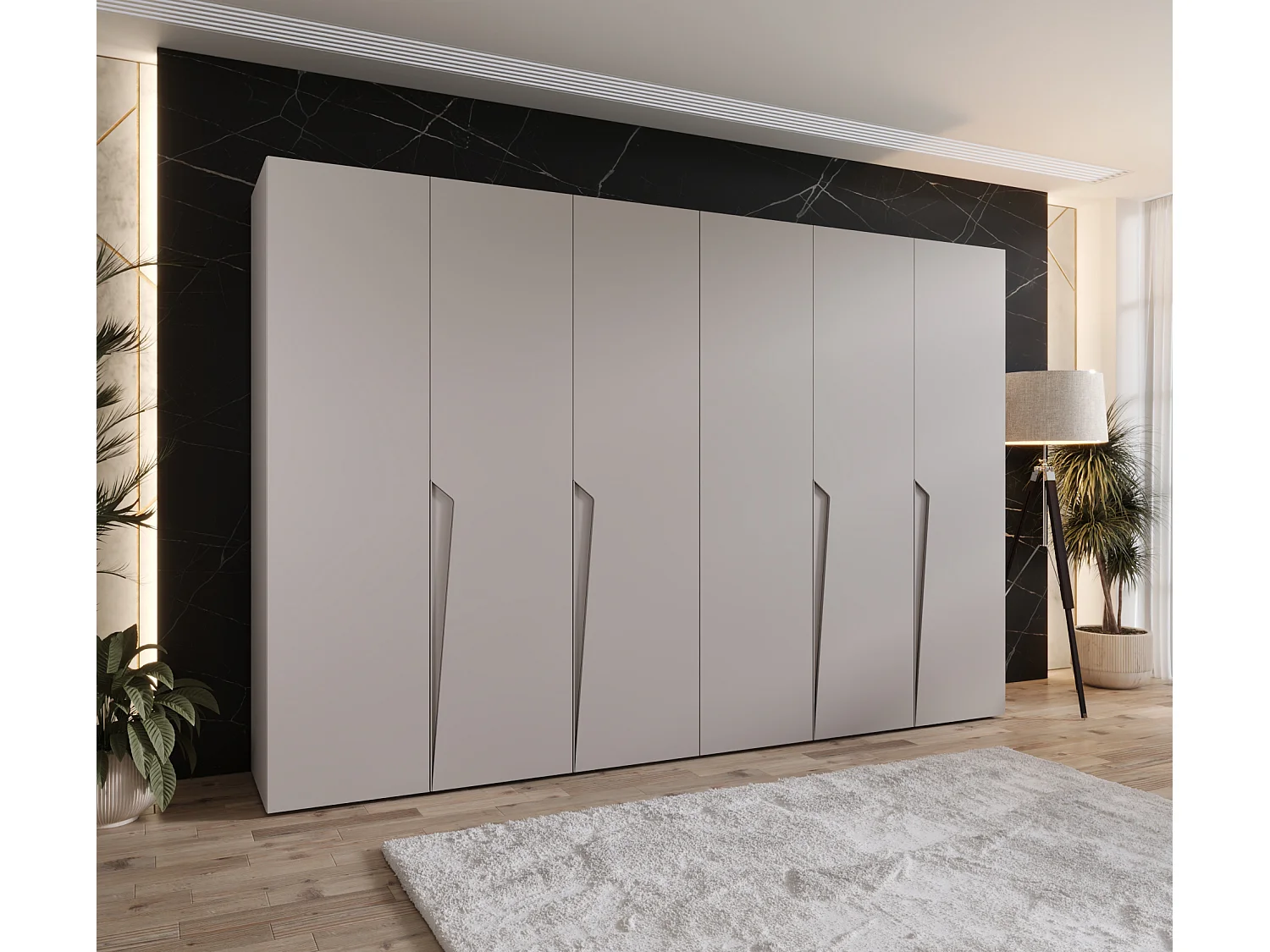 Armoire à portes battantes Piano 1 300 (150x2) / 202 / 52 (Cachemire + poignées: Cachemire)