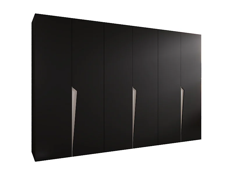 Drehtürenschrank Piano 1 300 (100x3) / 202 / 52 (Schwarz + Griffe: Kaschmir)