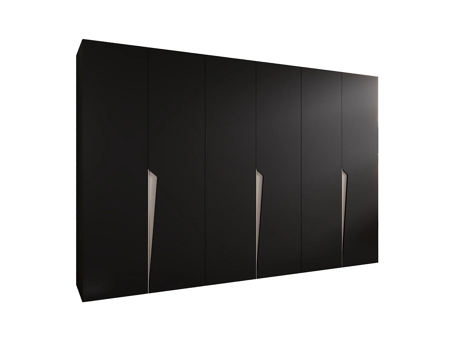 Armadio con ante a battente Piano 1 300 (100x3) / 202 / 52 (Nero + Maniglie: Cashmere)