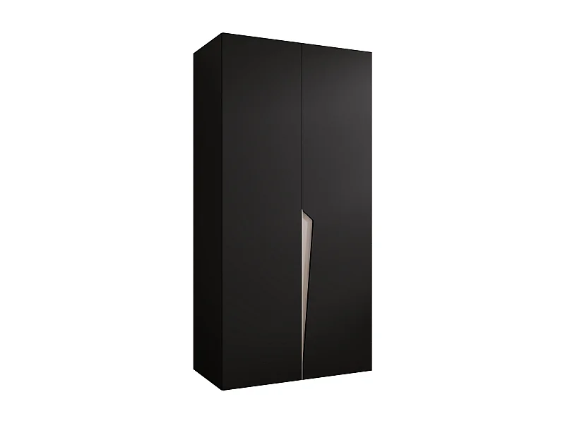 Drehtürenschrank Piano 1 100 / 202 / 52 (Schwarz + Griffe: Kaschmir)