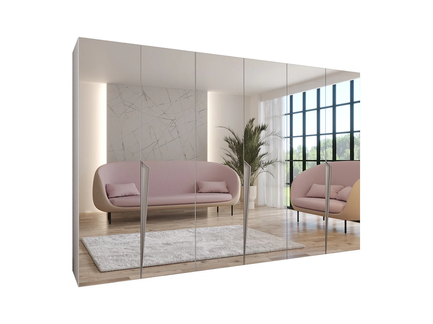 Armario con puertas batientes Piano 3 300 (100x3) / 202 / 52 (Blanco + Asas: Cachemira)