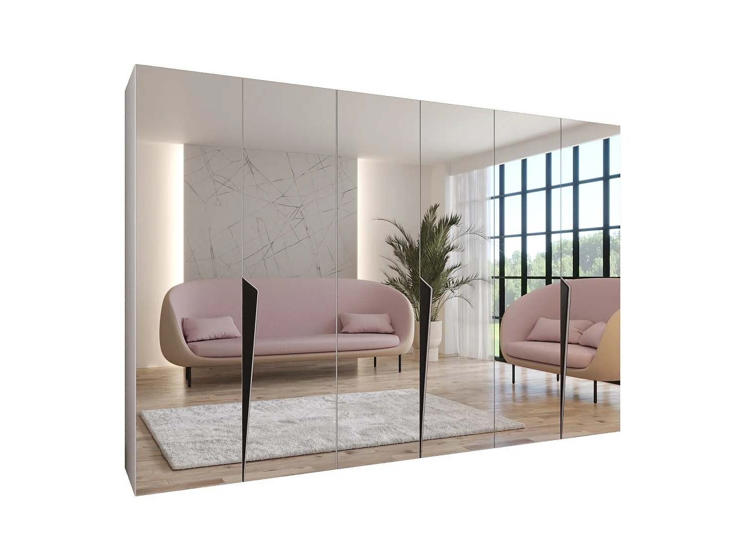 Armario con puertas batientes Piano 3 300 (100x3) / 202 / 52 (Blanco + Asas: Negro)