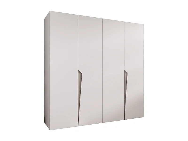 Armoire à portes battantes Piano 1 200 / 202 / 52 (Blanc + poignées: Cachemire)