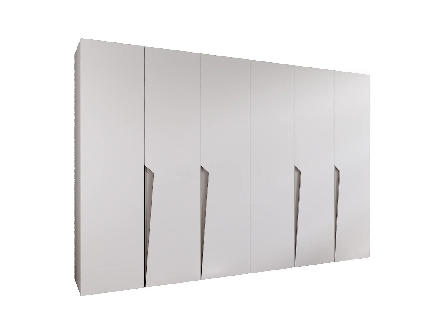 Drehtürenschrank Piano 1 300 (150x2) / 202 / 52 (Weiß + Griffe: Kaschmir)