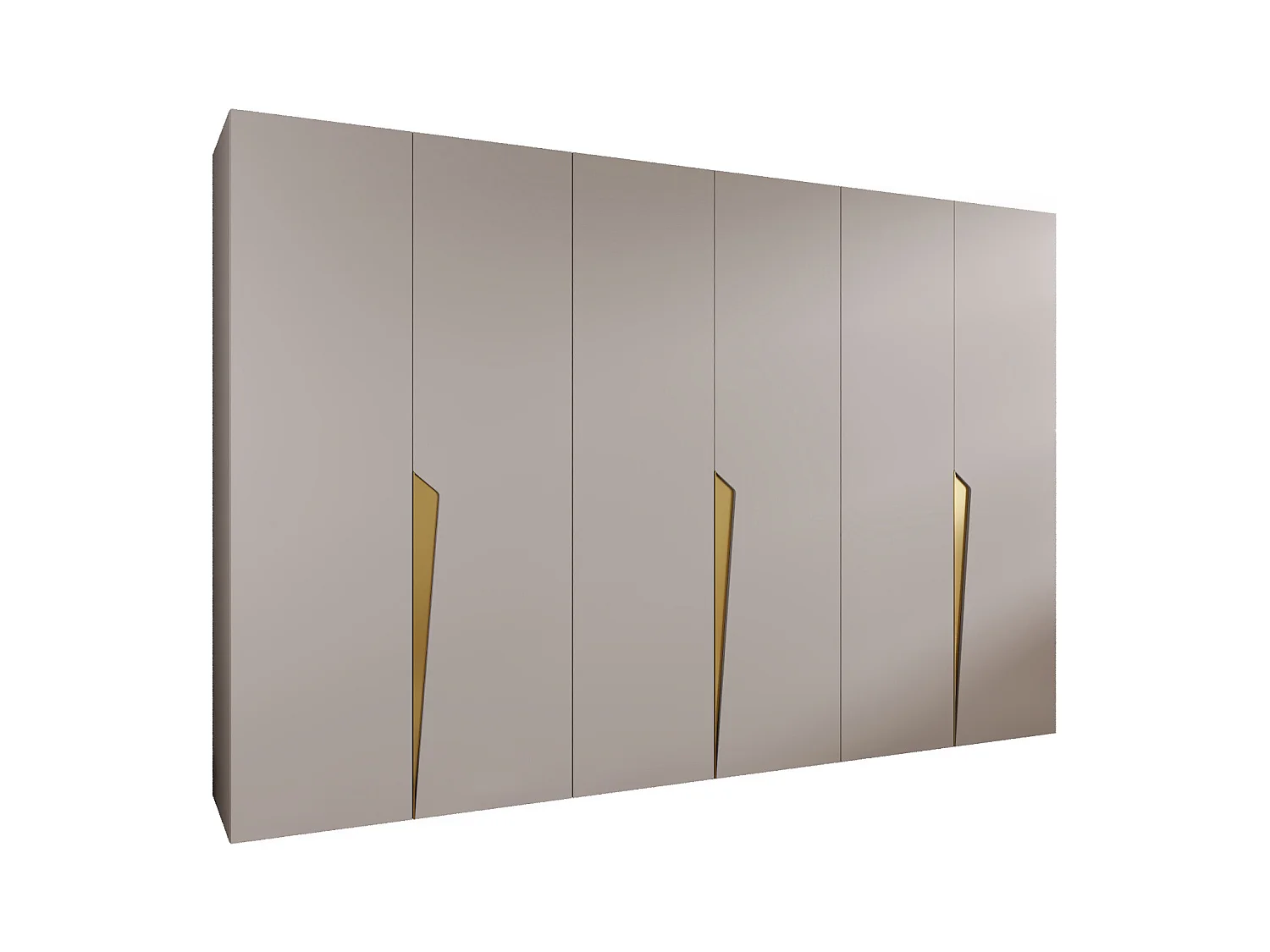 Drehtürenschrank Piano 1 300 (100x3) / 202 / 52 (Kaschmir + Griffe: Gold)