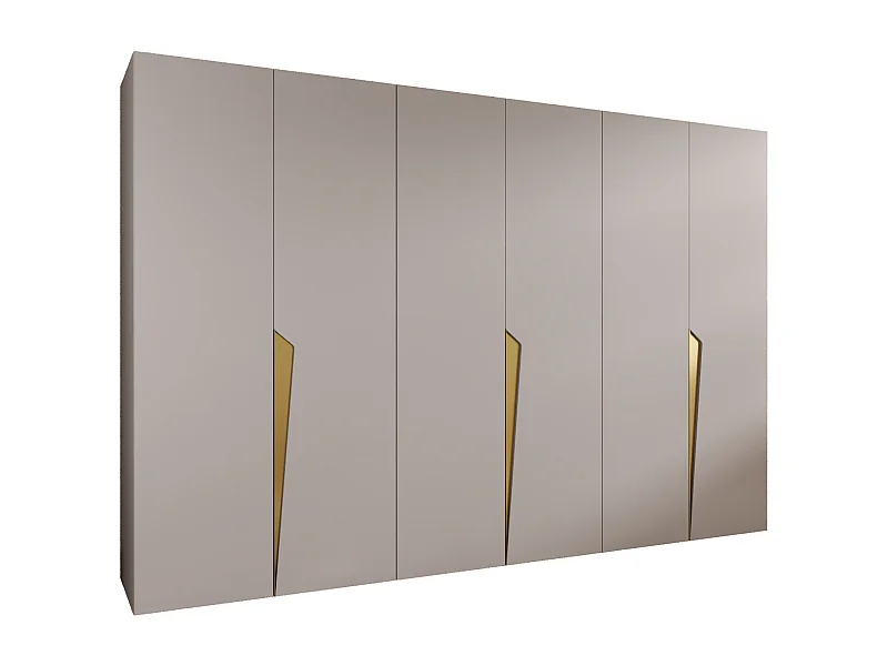 Armario con puertas batientes Piano 1 300 (100x3) / 202 / 52 (Cachemira + Asas: Oro)