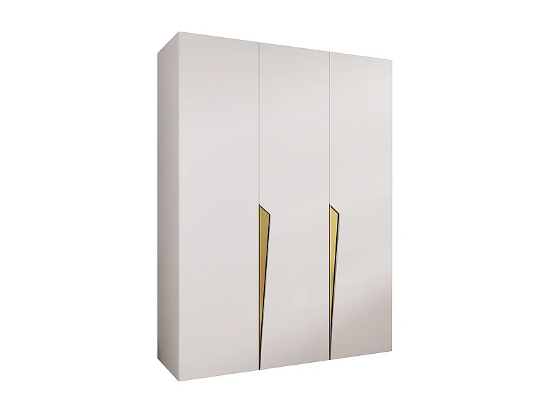 Armadio con ante a battente Piano 1 150 / 202 / 52 (Bianco + Maniglie: Oro)