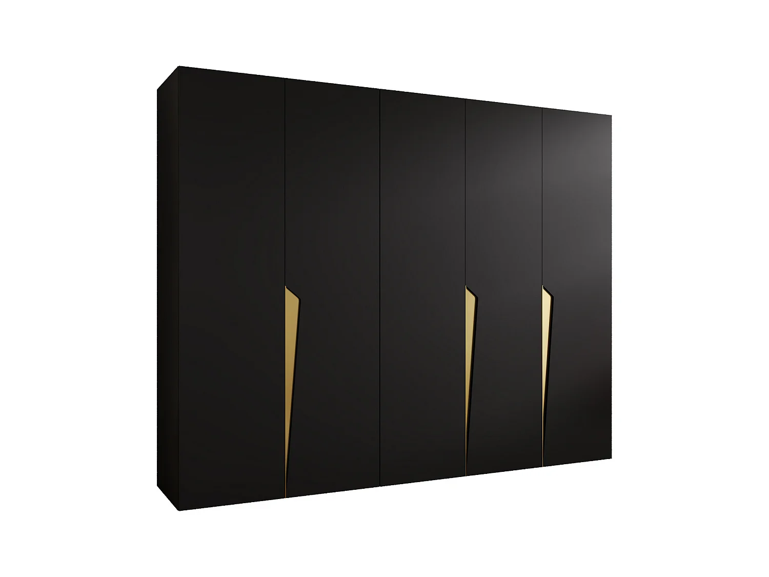 Armoire à portes battantes Piano 1 250 / 202 / 52 (Noir + poignées: Gold)