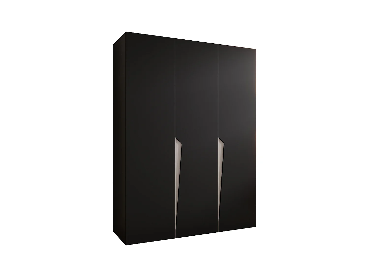 Armoire à portes battantes Piano 1 150 / 202 / 52 (Noir + poignées: Cachemire)