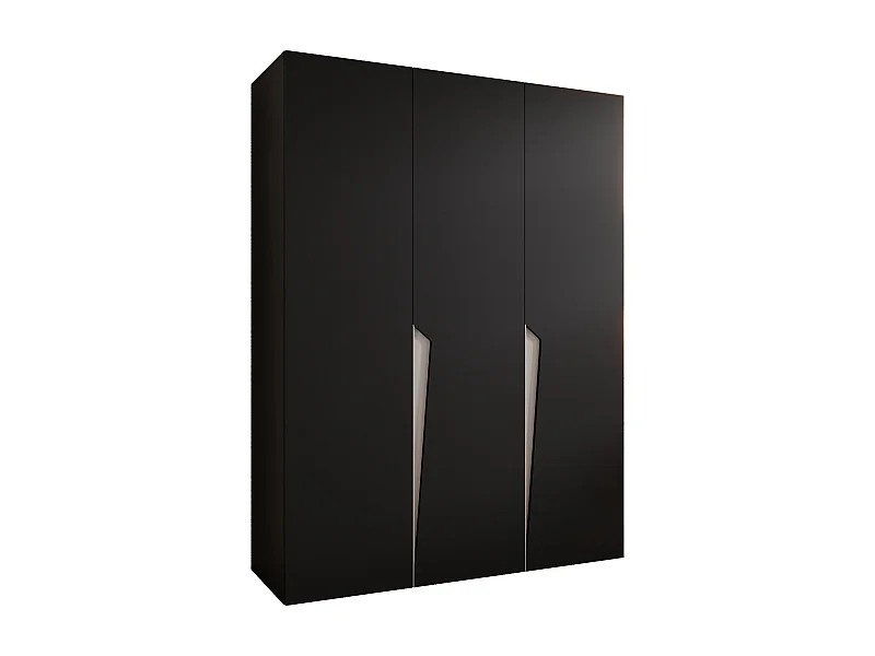 Armoire à portes battantes Piano 1 150 / 202 / 52 (Noir + poignées: Cachemire)
