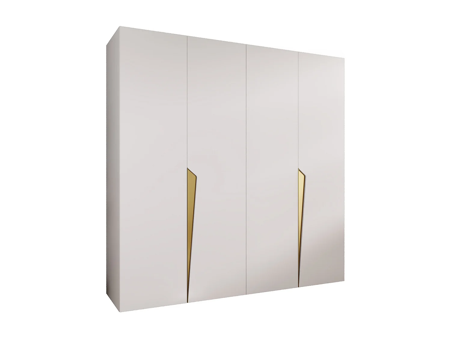 Armoire à portes battantes Piano 1 200 / 202 / 52 (Blanc + poignées: Gold)