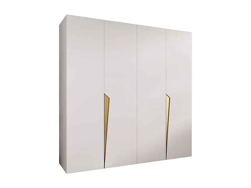 Armadio con ante a battente Piano 1 200 / 202 / 52 (Bianco + Maniglie: Oro)