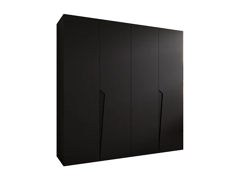 Armoire à portes battantes Piano 1 200 / 202 / 52 (Noir + poignées: Noir)