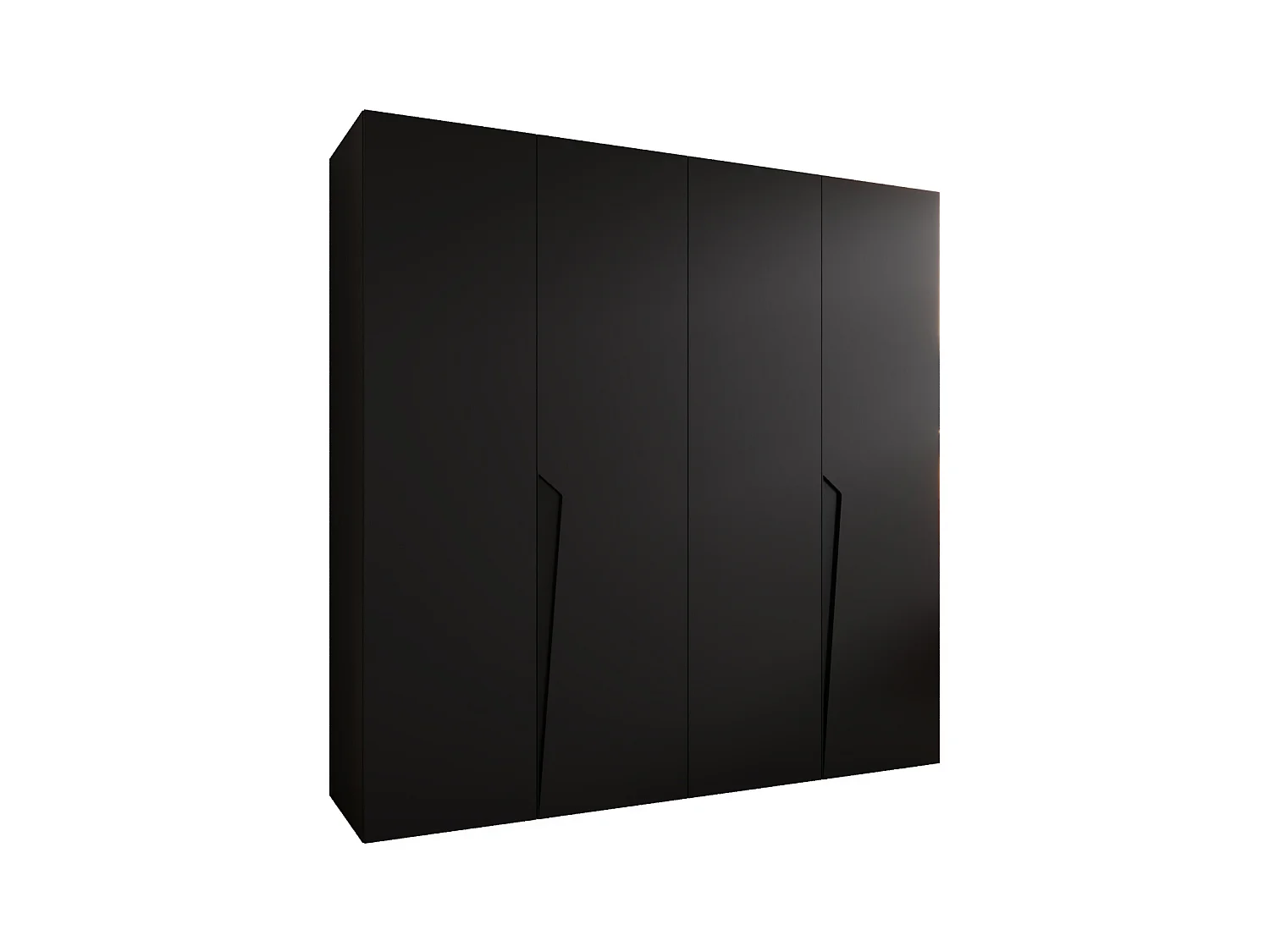 Armoire à portes battantes Piano 1 200 / 202 / 52 (Noir + poignées: Noir)