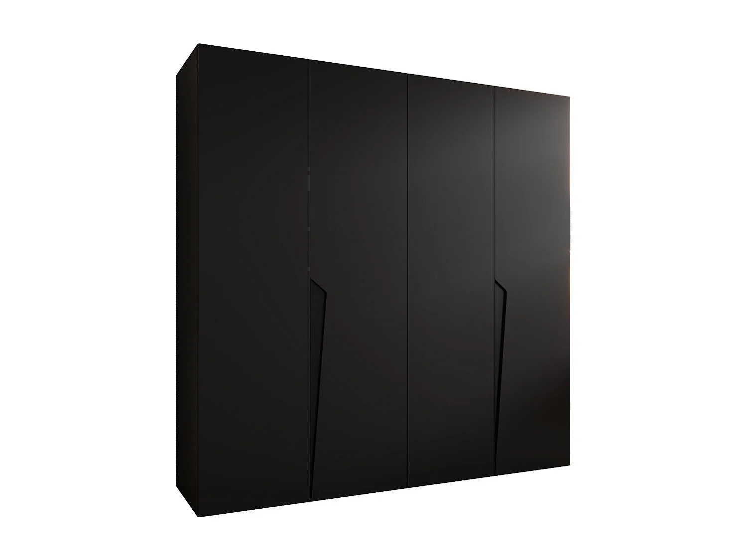 Armoire à portes battantes Piano 1 200 / 202 / 52 (Noir + poignées: Noir)