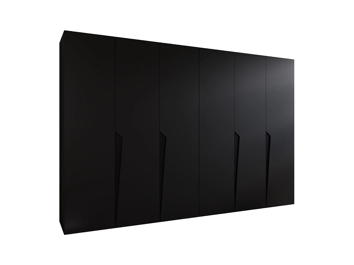 Armadio con ante a battente Piano 1 300 (150x2) / 202 / 52 (Nero + Maniglie: Nero)