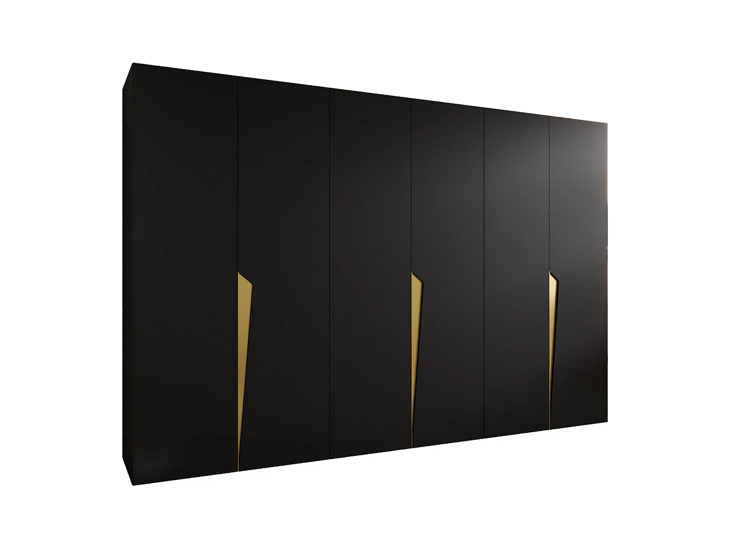 Armoire à portes battantes Piano 1 300 (100x3) / 202 / 52 (Noir + poignées: Gold)