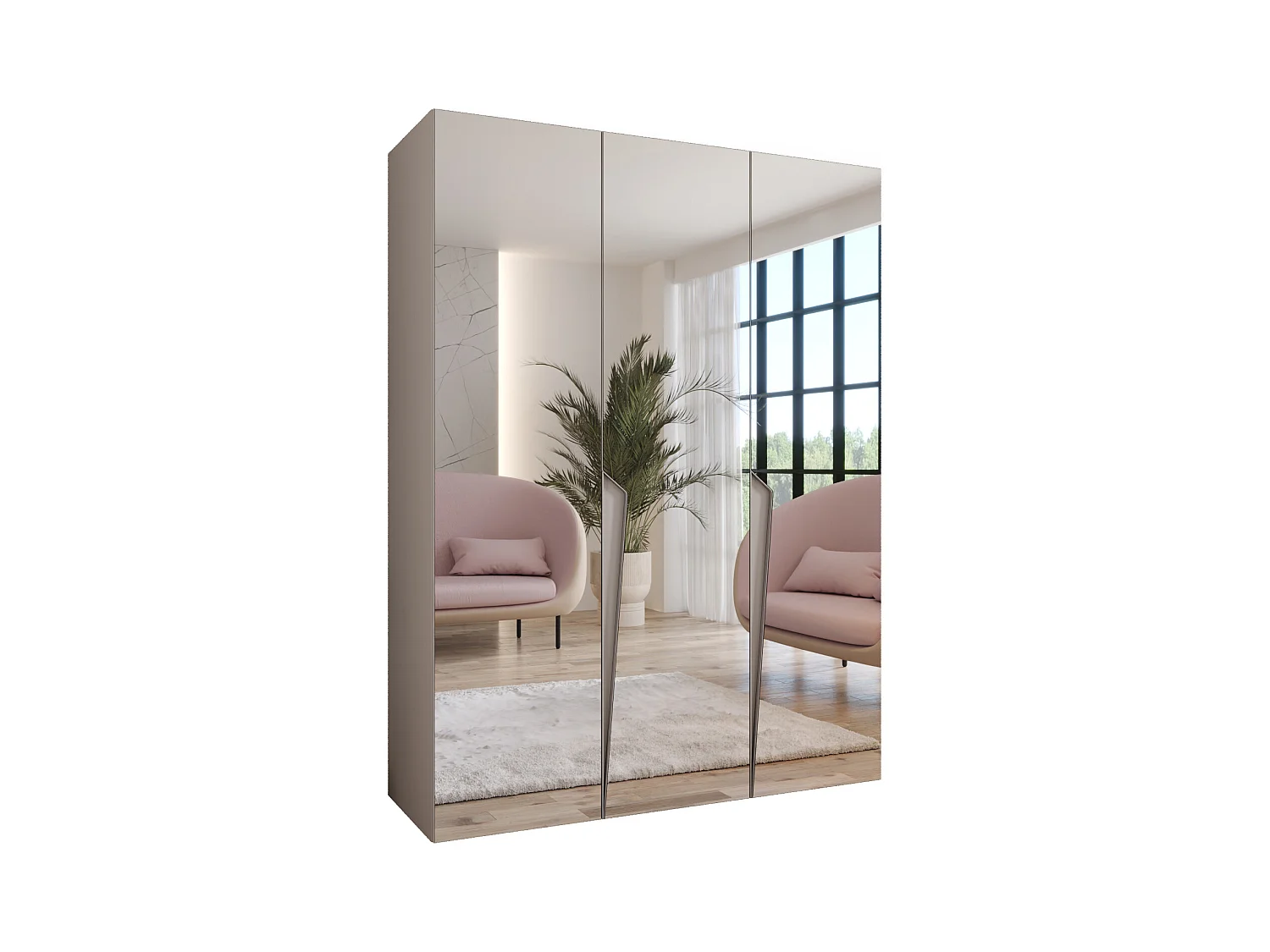 Armario con puertas batientes Piano 3 150 / 202 / 52 (Cachemira + Asas: Cachemira)