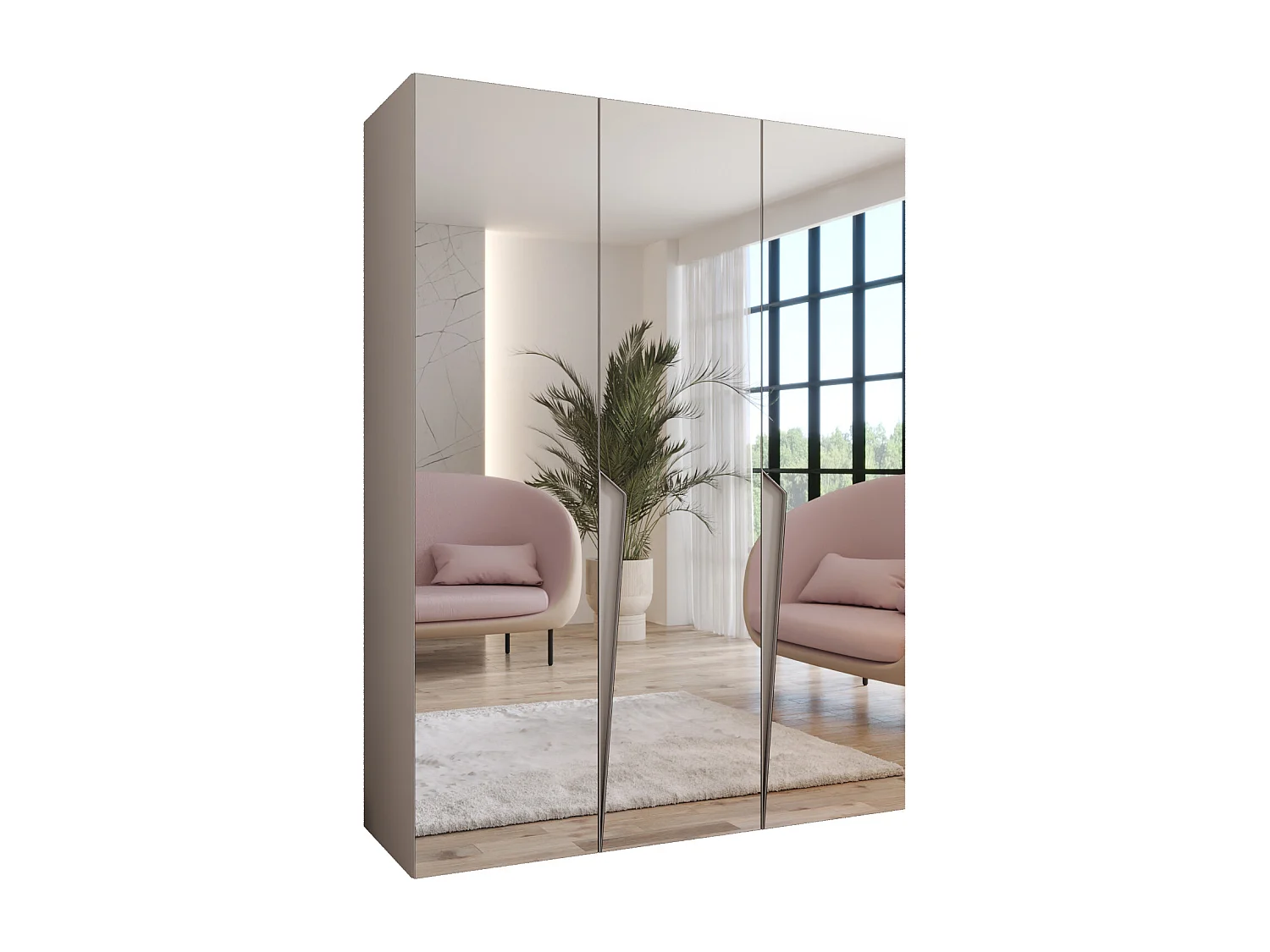 Armoire à portes battantes Piano 3 150 / 202 / 52 (Cachemire + poignées: Cachemire)