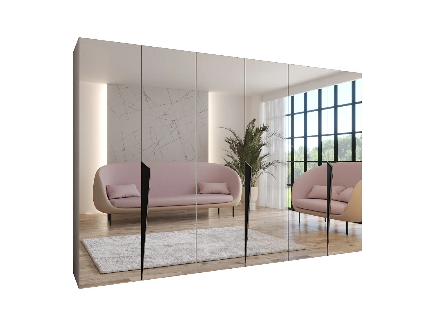 Armario con puertas batientes Piano 3 300 (100x3) / 202 / 52 (Cachemira + Asas: Negro)