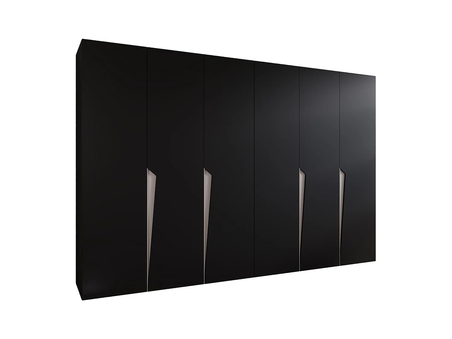 Armoire à portes battantes Piano 1 300 (150x2) / 202 / 52 (Noir + poignées: Cachemire)