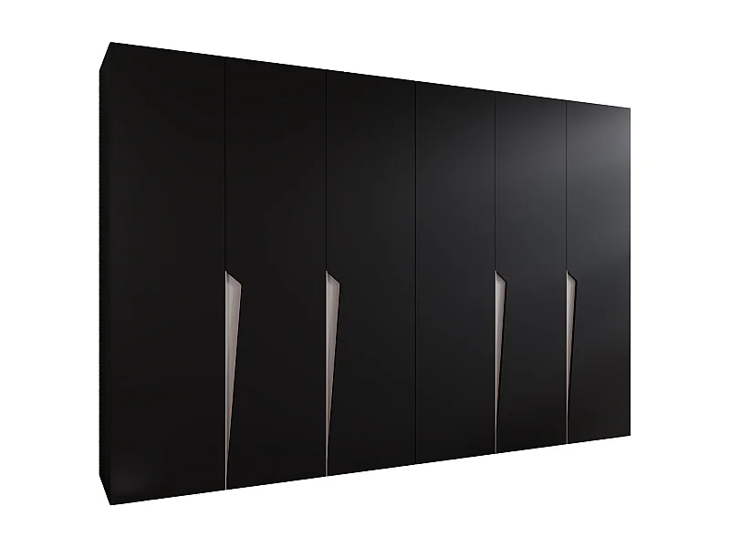 Drehtürenschrank Piano 1 300 (150x2) / 202 / 52 (Schwarz + Griffe: Kaschmir)