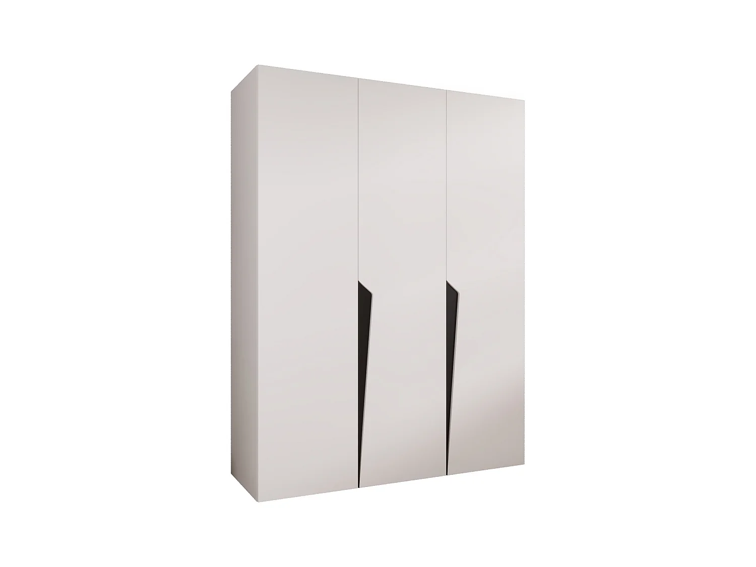 Armoire à portes battantes Piano 1 150 / 202 / 52 (Blanc + poignées: Noir)