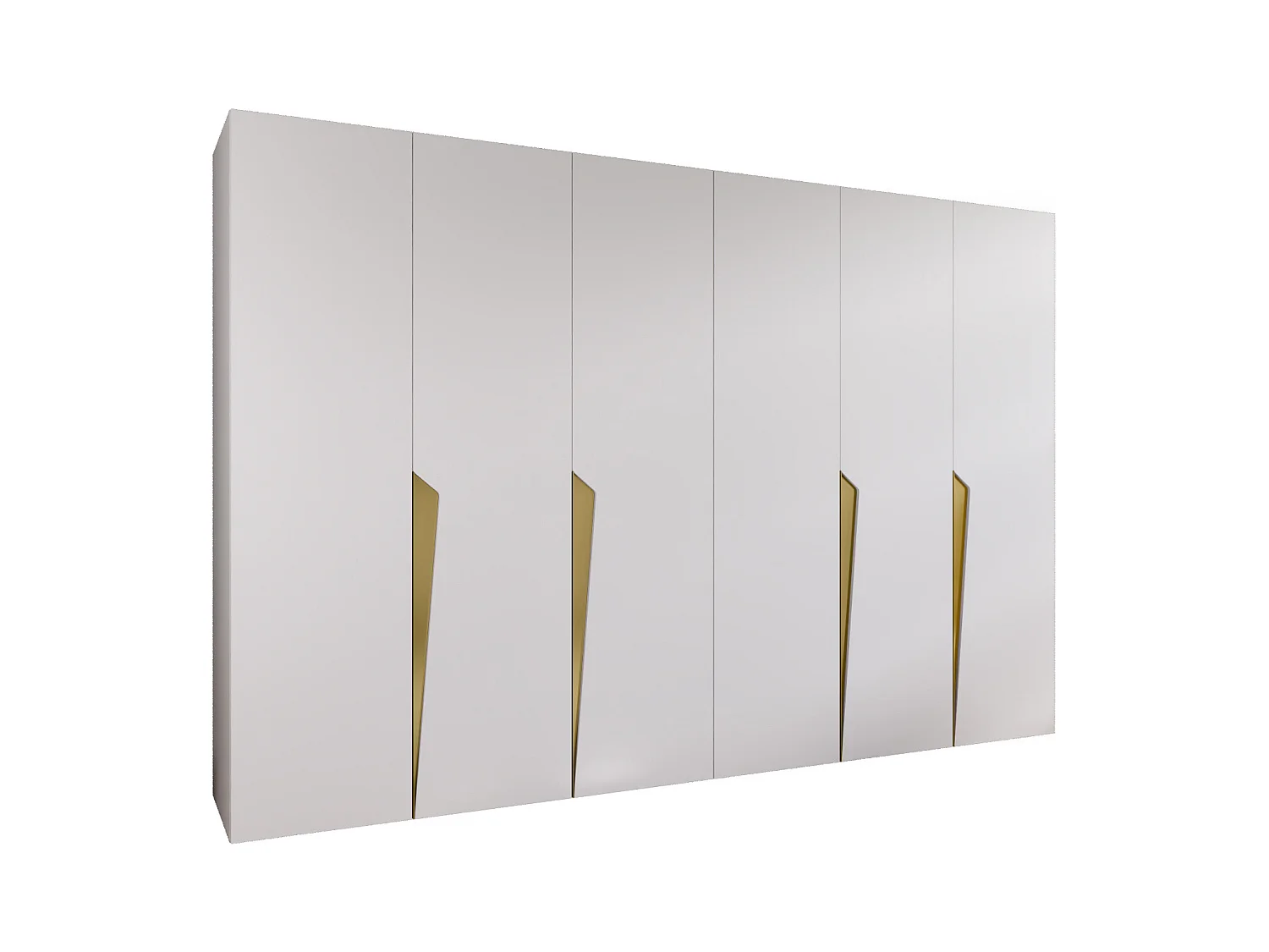 Draaideurkast Piano 1 300 (150x2) / 202 / 52 (Wit + handgrepen: Goud)