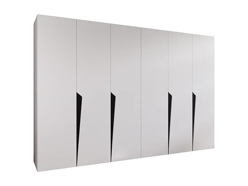 Armoire à portes battantes Piano 1 300 (150x2) / 202 / 52 (Blanc + poignées: Noir)