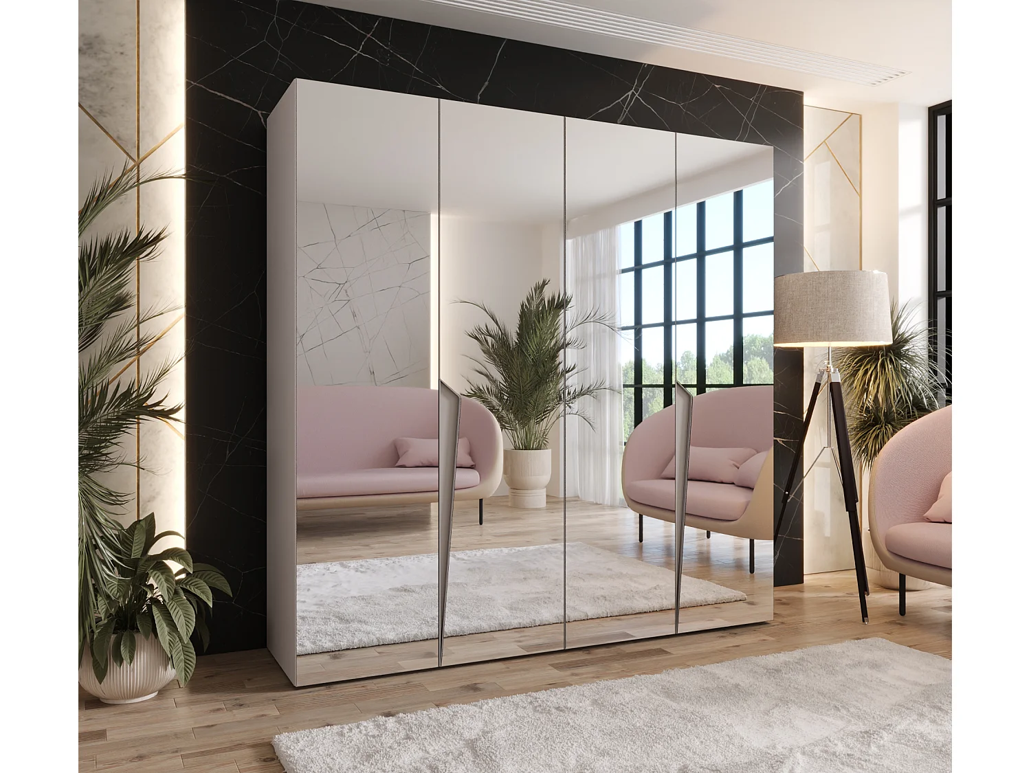 Armoire à portes battantes Piano 3 200 / 202 / 52 (Cachemire + poignées: Cachemire)